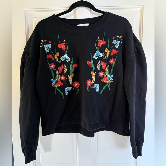 Jak & Rae Women’s sweatshirt Embroidered Floral Black size M - Picture 2 of 4